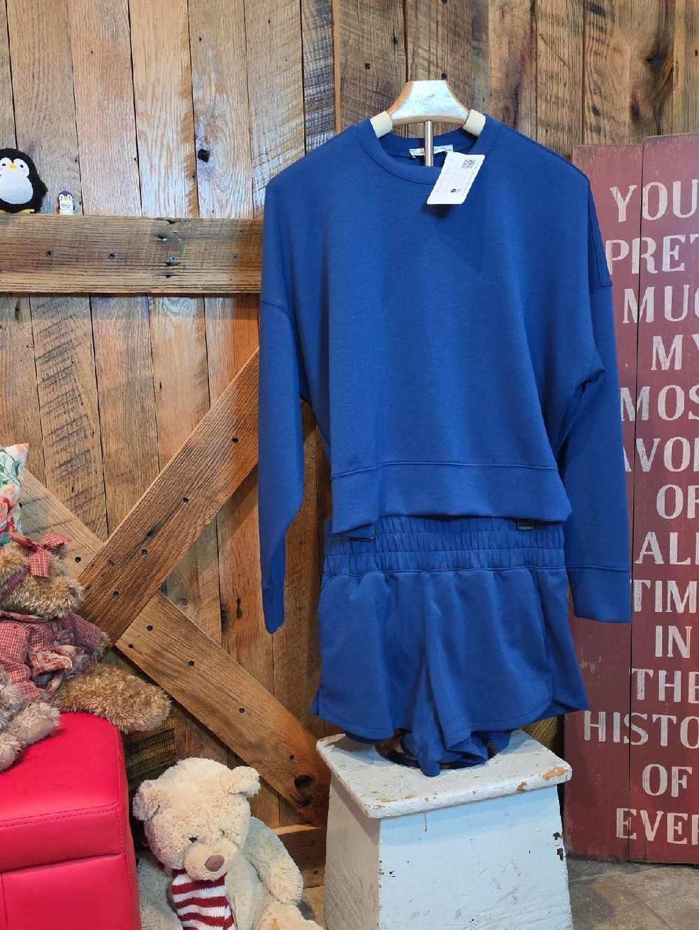 066p Zenana Outfitters Blue Women's Lounge Shorts Set